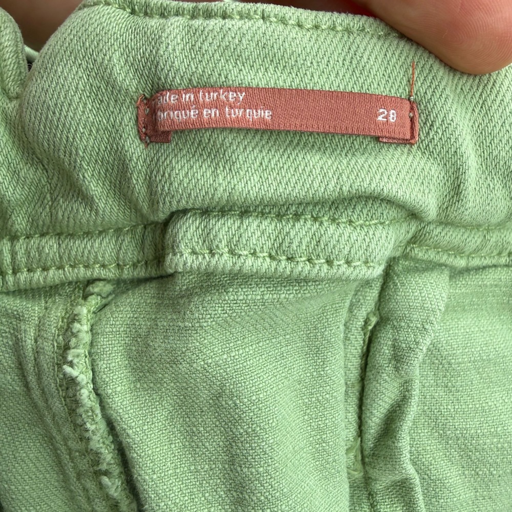 E4 Anthropologie Pilcro Sage Green Wide Leg Button Front Cinch Back Pants Sz 28 - Picture 5 of 6